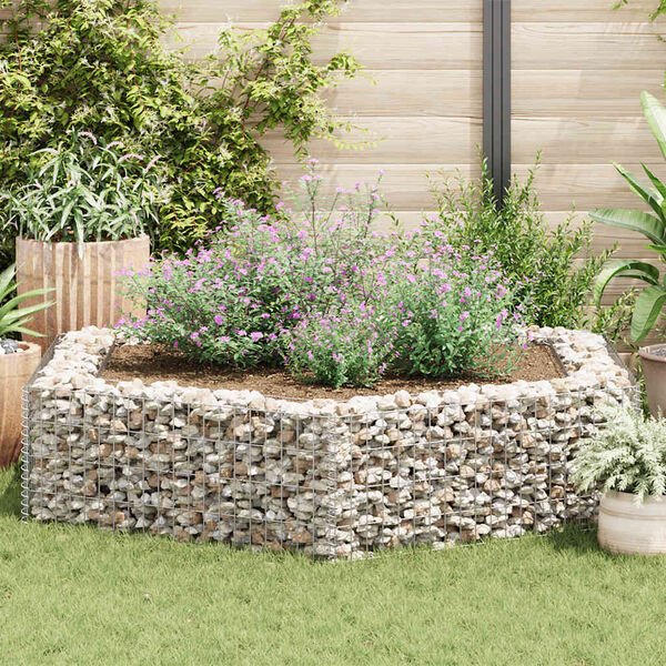 vidaXL Lit sur&eacute;lev&eacute; &agrave; gabion hexagonale 200x173x40 cm