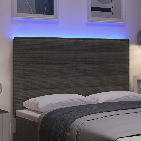 vidaXL T&ecirc;te de lit LED avec t&ecirc;te de lit Gris clair 160 cm Polyester