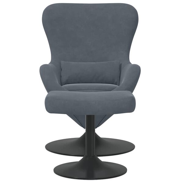 vidaXL Chaise &OElig;uf avec Pouf Gris fonc&eacute; Velours