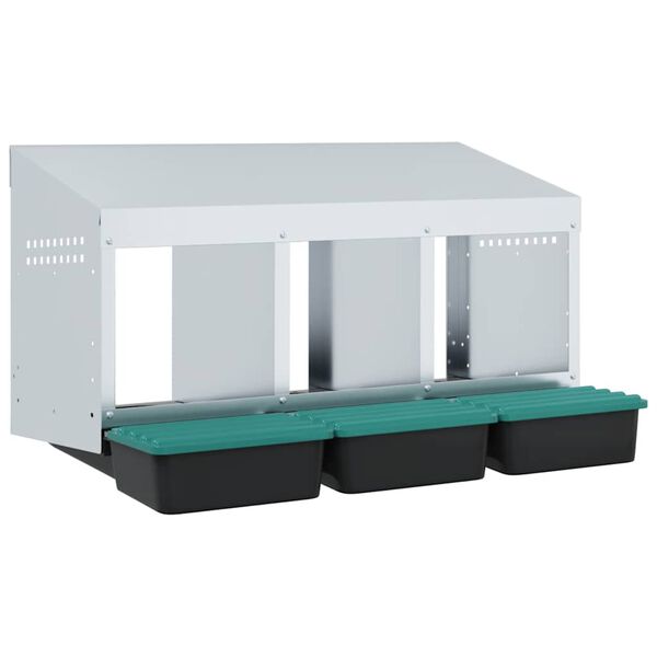 vidaXL Nichoir à poules3 compartiments, fixation murale, acier galvanisé