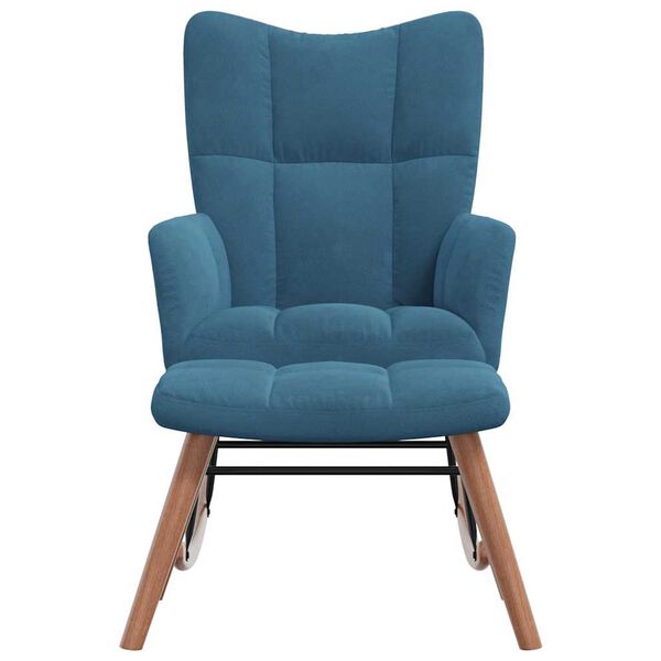 vidaXL Chaise &agrave; bascule avec tabouret en velours bleu