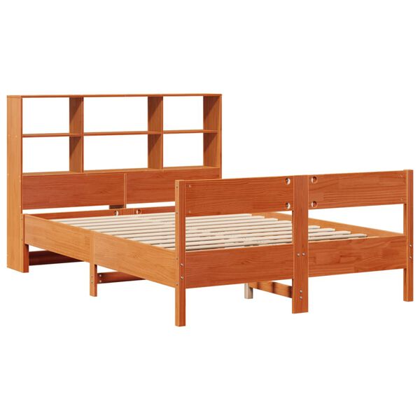 vidaXL Lit biblioth&egrave;que sans matelas cire marron 135x190 cm pin massif