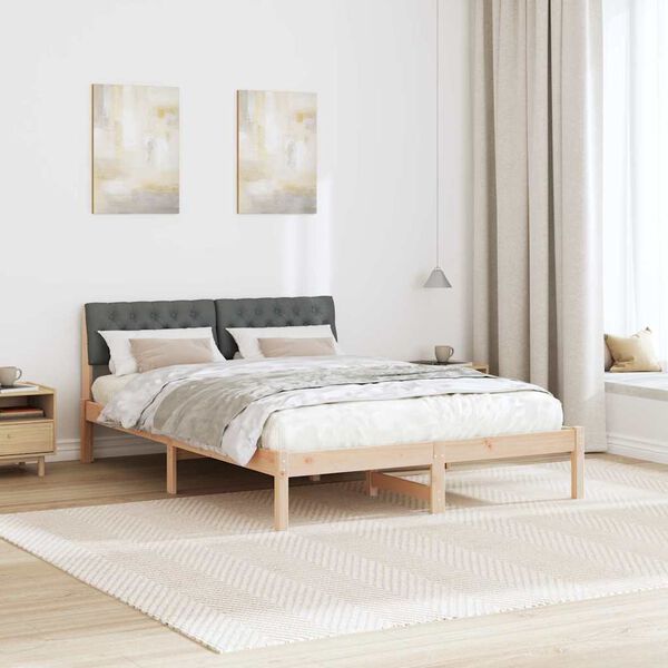 vidaXL Cadre de lit avec t&ecirc;te de lit marron et gris fonc&eacute; 150 x 200 cm