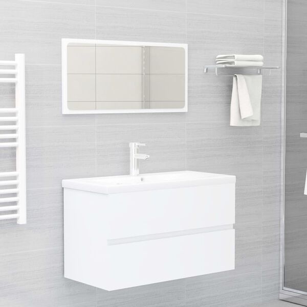 vidaXL Meubles de salle de bain blanc bois d'ing&eacute;nierie