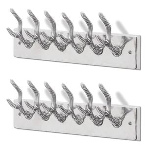 vidaXL Crochets &agrave; v&ecirc;tements de garde-robe 2 pcs Argent&eacute; Aluminium