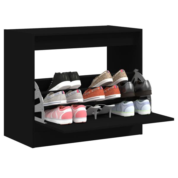 vidaXL Armoire &agrave; chaussures noir 80x42x69 cm bois d'ing&eacute;nierie
