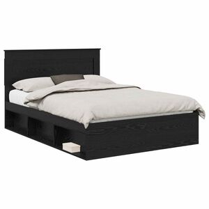vidaXL Cadre de lit avec t&ecirc;te de lit Noir 140 x 190 cm Pin massif