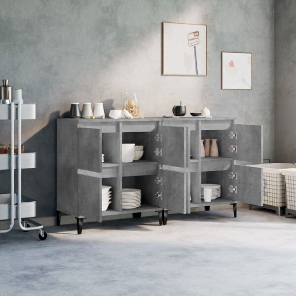vidaXL Buffets 2 pcs gris béton 60x35x70 cm bois d'ingénierie