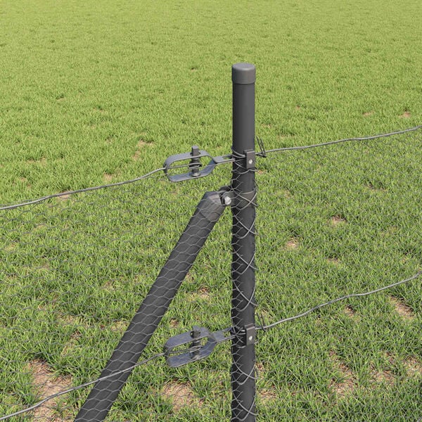 vidaXL Cl&ocirc;ture avec poteaux Gris 0.4 x 10 m Acier recouvert de PVC