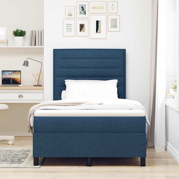 vidaXL Lit &agrave; ressorts avec matelas avec LED Bleu 120 x 190 cm tissu