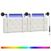 vidaXL T&ecirc;te de lit suspendue Avec lumi&egrave;re LED Blanc Simili cuir