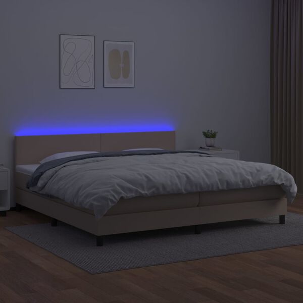 vidaXL Sommier &agrave; lattes de lit avec matelas LED Cappuccino 200x200 cm