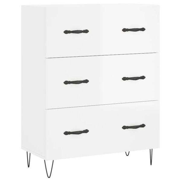 vidaXL Buffet Blanc brillant 69,5x34x90 cm Bois d'ing&eacute;nierie