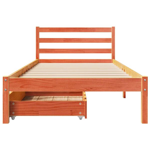 vidaXL Cadre de lit sans matelas cire marron 100x200cm bois pin massif