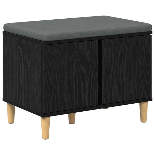 vidaXL Banc d'entr&eacute;e avec coussin Ch&ecirc;ne noir 60 x 38 x 46 cm