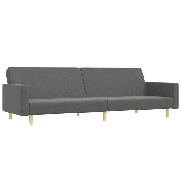 vidaXL Canap&eacute;-lit &agrave; 2 places avec repose-pied gris fonc&eacute; tissu