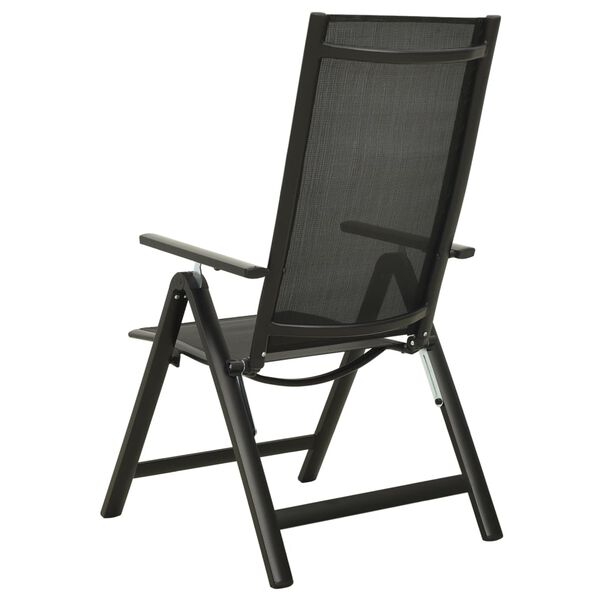 vidaXL Chaises pliables de jardin lot de 2 Textil&egrave;ne et aluminium Noir