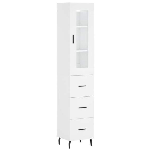 vidaXL Buffet haut Blanc 34,5x34x180 cm Bois d'ing&eacute;nierie