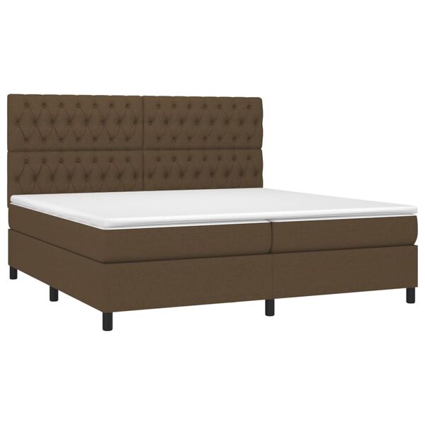 vidaXL Sommier &agrave; lattes de lit matelas et LED Marron fonc&eacute; 200x200 cm