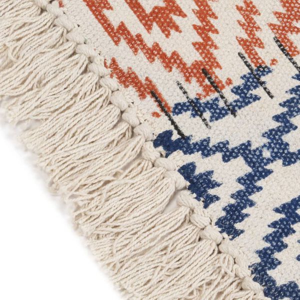 vidaXL Tapis tiss&eacute; &agrave; la main Coton 120x180 cm Imprim&eacute; Multicolore