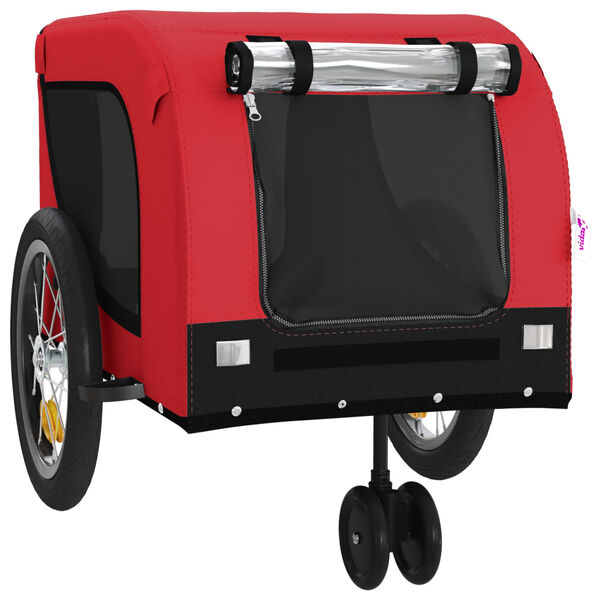 vidaXL Remorque de v&eacute;lo pour animaux de compagnie rouge et noir