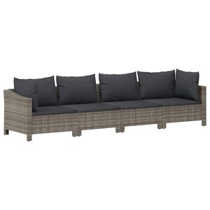vidaXL Salon de jardin 4 pi&egrave;ces avec coussins en polyrotin gris