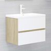 vidaXL Meubles de salle de bain blanc ch&ecirc;ne sonoma bois d'ing&eacute;nierie