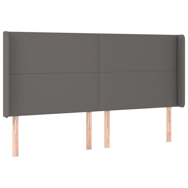 vidaXL T&ecirc;te de lit &agrave; LED Gris 203x16x118/128 cm Similicuir