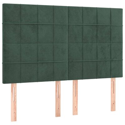 vidaXL Tête de lit à LED Vert foncé 144x5x118/128 cm Velours