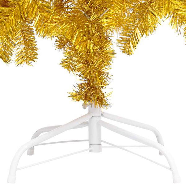 vidaXL Arbre de No&euml;l artificiel pr&eacute;-&eacute;clair&eacute; et boules dor&eacute; 210 cm PET