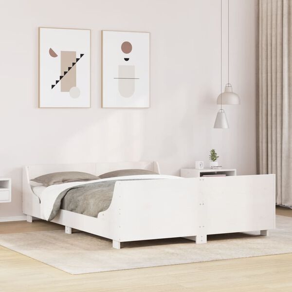 vidaXL Cadre de lit sans matelas blanc 120x200 cm bois de pin massif