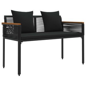 vidaXL Banc ext&eacute;rieur avec coussin Noir 117 x 54 x 74.5 cm polyrotin