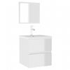 vidaXL Armoire de bain avec miroir blanc brillant bois d'ing&eacute;nierie