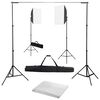 vidaXL Kit de studio photo avec bo&icirc;tes &agrave; lumi&egrave;re et toile de fond