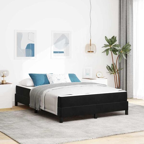 vidaXL Lit &agrave; ressorts avec matelas Noir 160 x 200 cm tissu