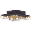 vidaXL Salon de jardin 6 pcs avec coussins gris fonc&eacute; bambou