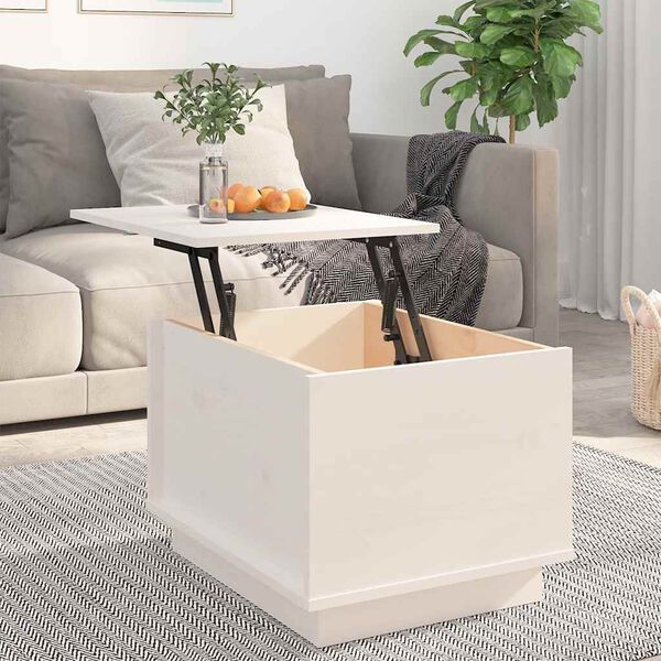 vidaXL Table basse Blanc 40x50x35 cm Bois massif de pin