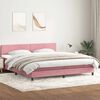 vidaXL Sommier &agrave; lattes de lit avec matelas et LED rose 180x210 cm velours
