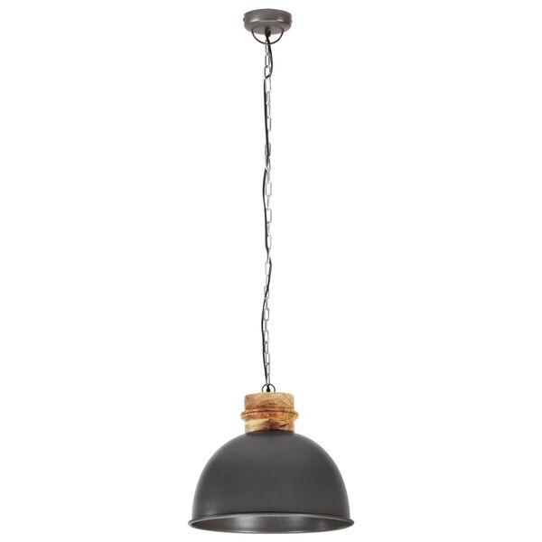 vidaXL Lampe suspendue industrielle Gris Rond 50 cm E27 Manguier