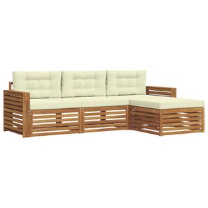 vidaXL Ensemble de canap&eacute;s d'ext&eacute;rieur avec coussin Naturel et Cr&egrave;me