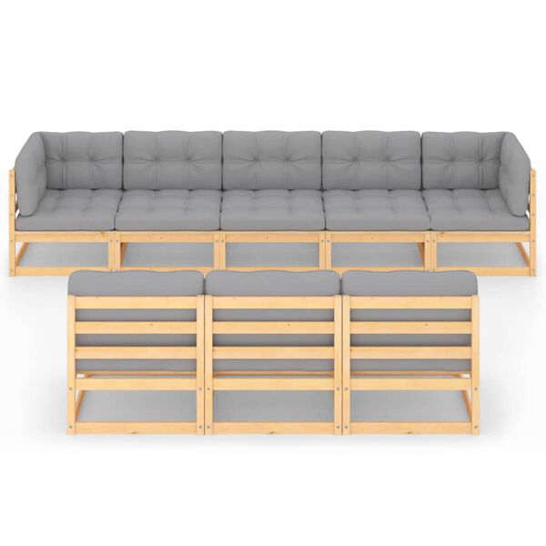 vidaXL Salon de jardin 8 pcs avec coussins Bois de pin massif