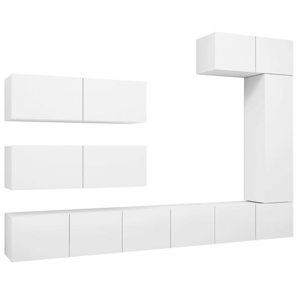 vidaXL Ensemble de meubles TV 7 pcs Blanc Bois d'ing&eacute;nierie