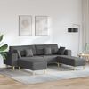 vidaXL Canap&eacute; avec coussin 3 pcs Gris fonc&eacute; tissu