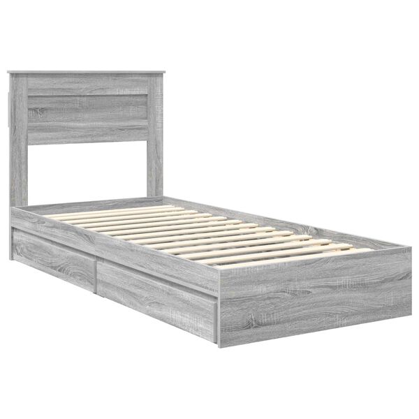 vidaXL Lit de Rangement Gris Sonoma 100 x 200 cm Bois d'ing&eacute;nierie