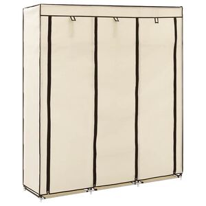 vidaXL Armoire avec compartiments et barres Cr&egrave;me 150x45x175 cm Tissu