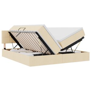 vidaXL Lit de rangement LED avec matelas Cr&egrave;me 180 x 200 cm Tissu