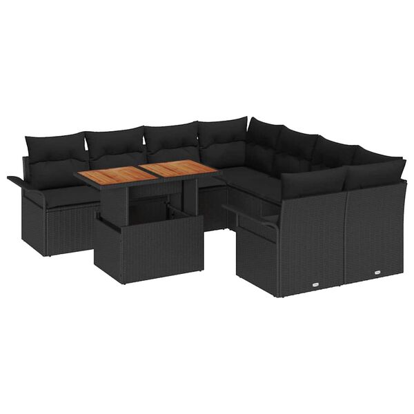 vidaXL Ensemble de canap&eacute; de jardin avec coussin Noir