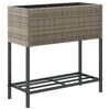 vidaXL Jardini&egrave;re avec &eacute;tag&egrave;re gris r&eacute;sine tress&eacute;e