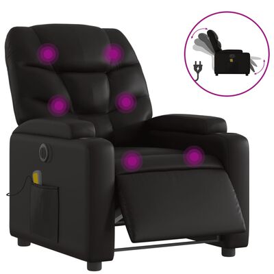 vidaXL Fauteuil de massage inclinable électrique noir similicuir