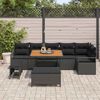 vidaXL Ensemble de canap&eacute; de jardin avec coussin 9 pcs Noir Poly rotin
